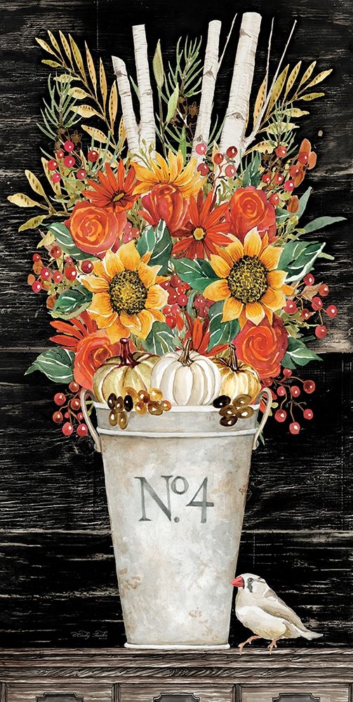 No. 4 Fall Flowers and Birch 2 art print by Cindy Jacobs for $57.95 CAD