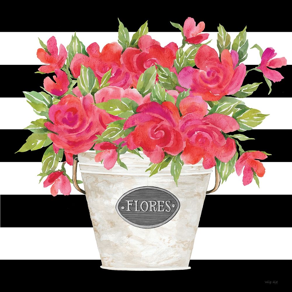 Fuchsia Flores Stripes art print by Cindy Jacobs for $57.95 CAD