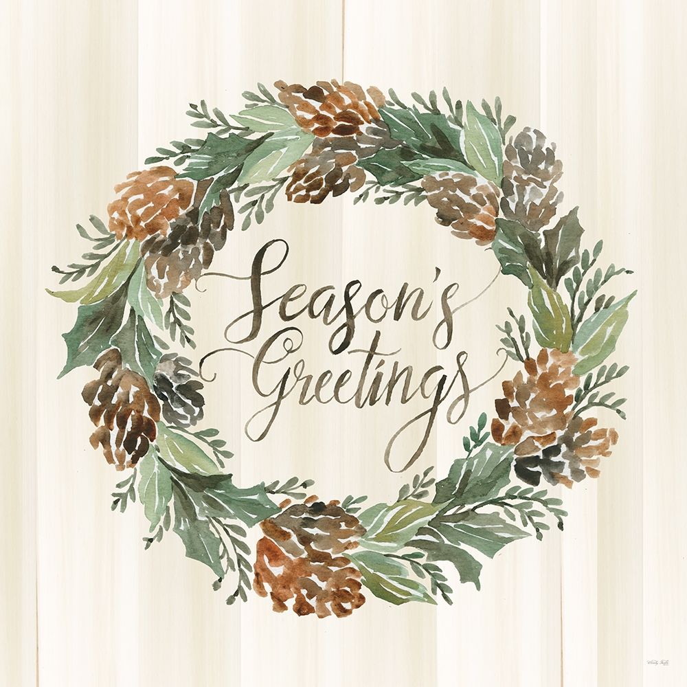 Sage Seasons Greetings Wreath art print by Cindy Jacobs for $57.95 CAD