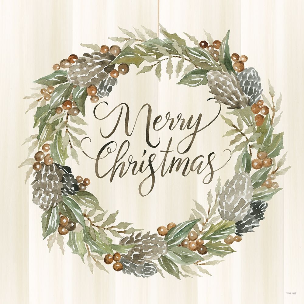 Sage Merry Christmas Wreath art print by Cindy Jacobs for $57.95 CAD