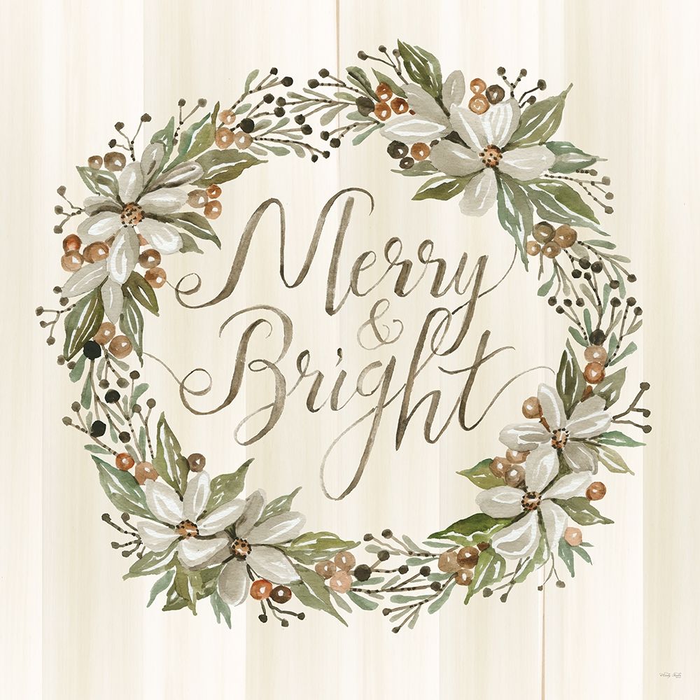 Sage Merry And Bright Wreath art print by Cindy Jacobs for $57.95 CAD