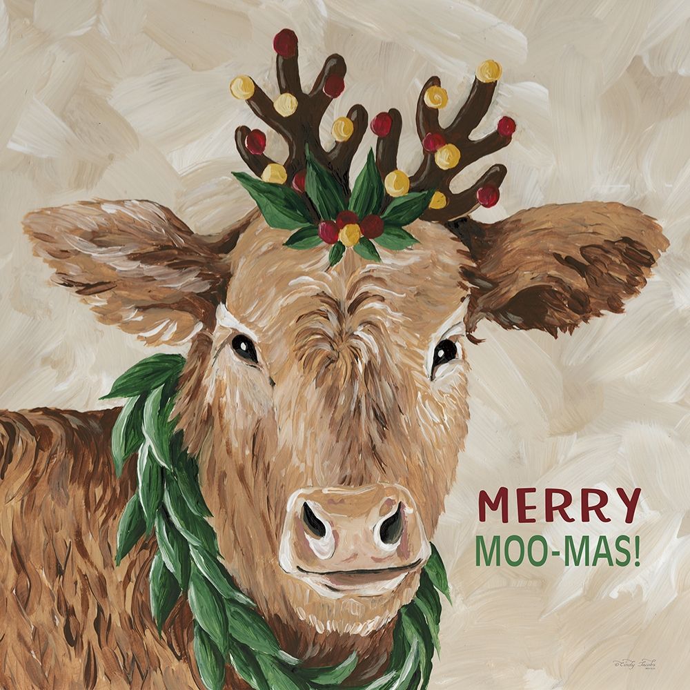 Merry Moo-mas art print by Cindy Jacobs for $57.95 CAD