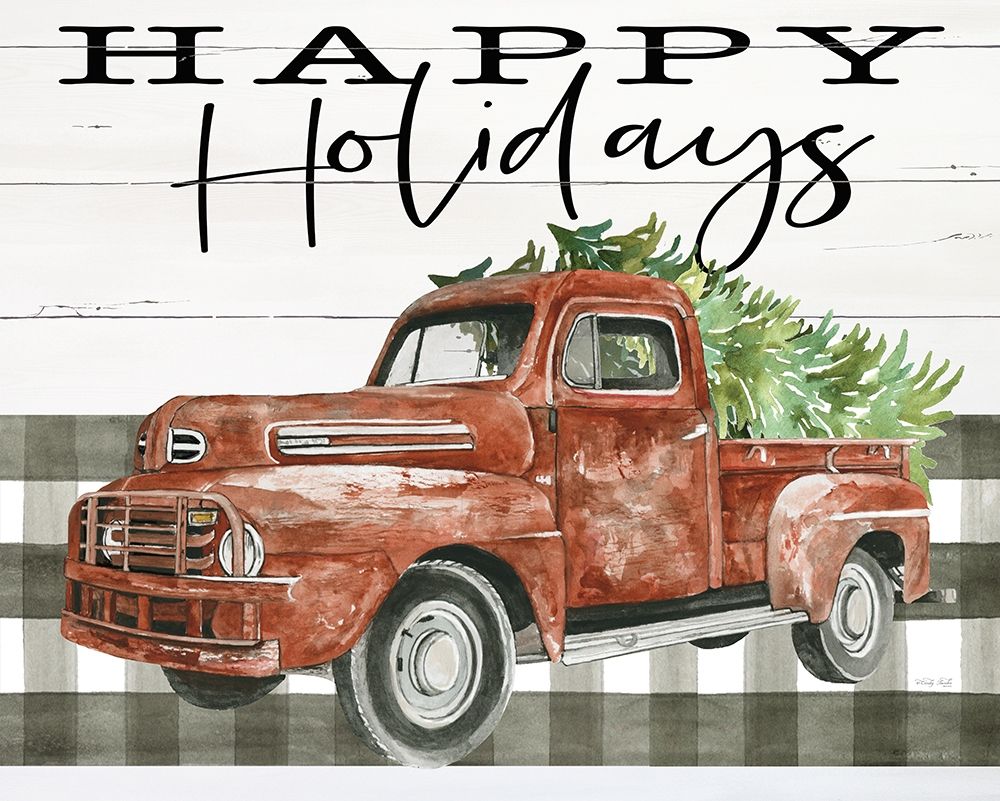Happy Holidays Truck art print by Cindy Jacobs for $57.95 CAD
