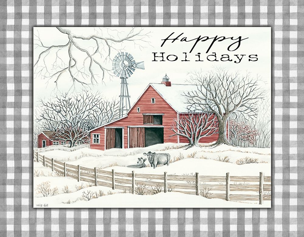 Happy Holidays Farm art print by Cindy Jacobs for $57.95 CAD