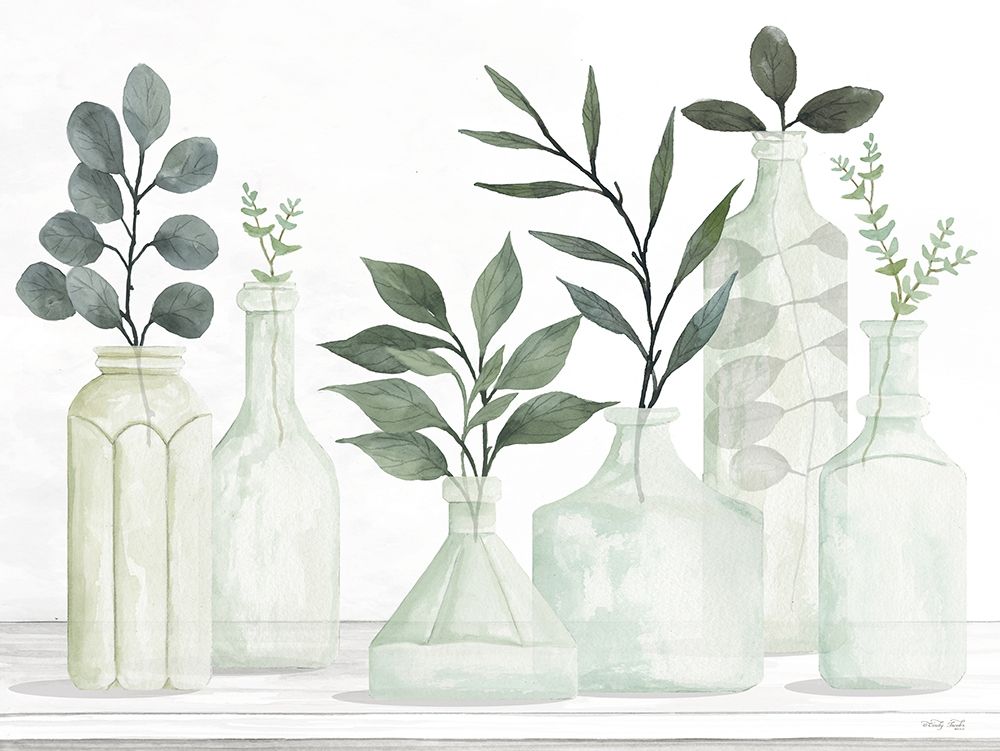 Bottles and Greenery II art print by Cindy Jacobs for $57.95 CAD