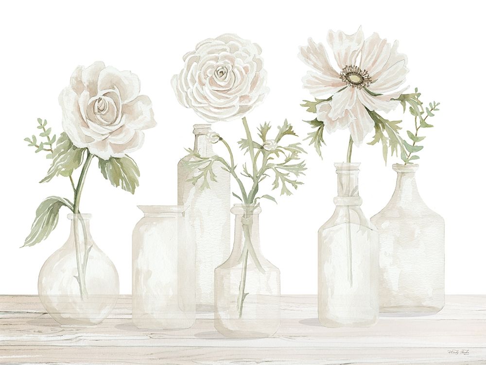 Bottles and Flowers I art print by Cindy Jacobs for $57.95 CAD