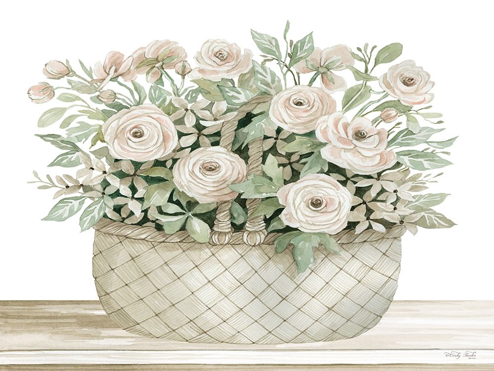 Basket of Ranunculus art print by Cindy Jacobs for $57.95 CAD