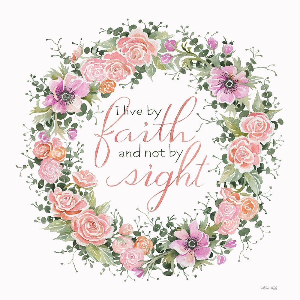 Live by Faith Floral Wreath art print by Cindy Jacobs for $57.95 CAD