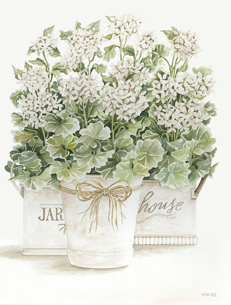 White Geraniums I art print by Cindy Jacobs for $57.95 CAD