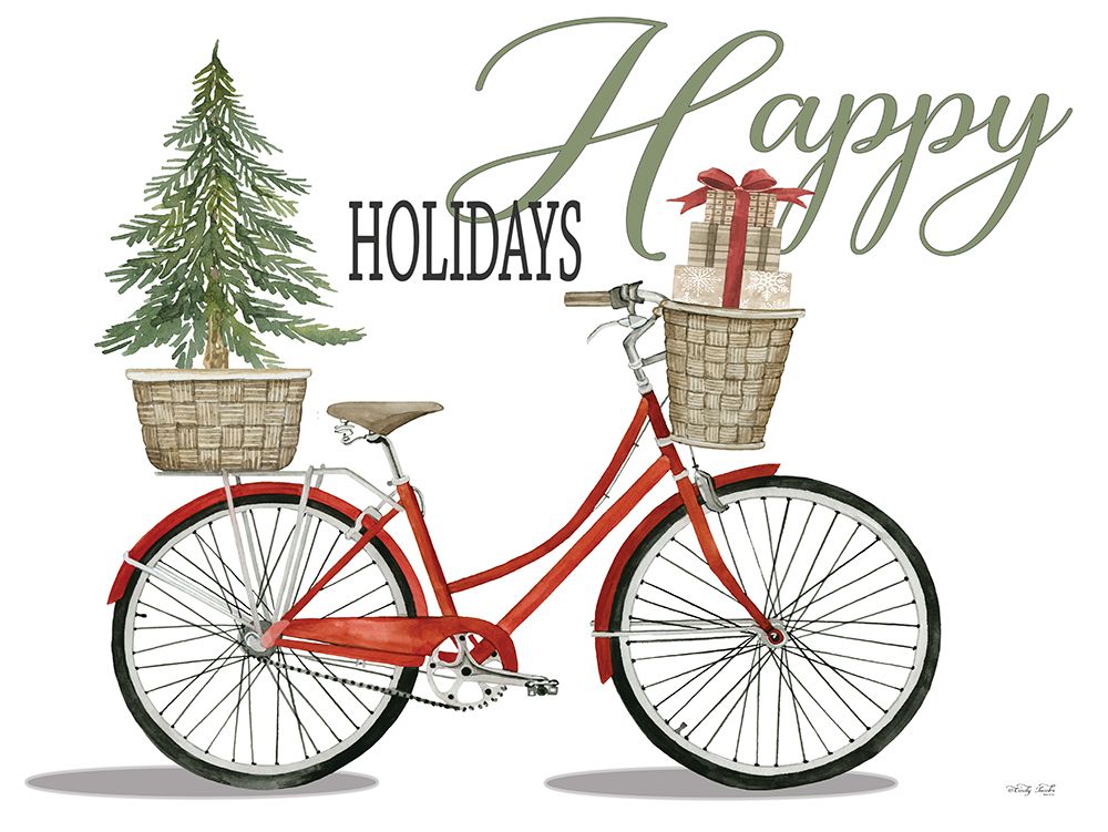 Happy Holidays Bicycle art print by Cindy Jacobs for $57.95 CAD