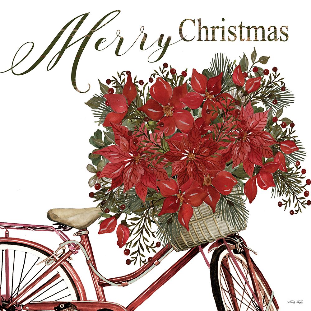 Poinsettia Bicycle art print by Cindy Jacobs for $57.95 CAD