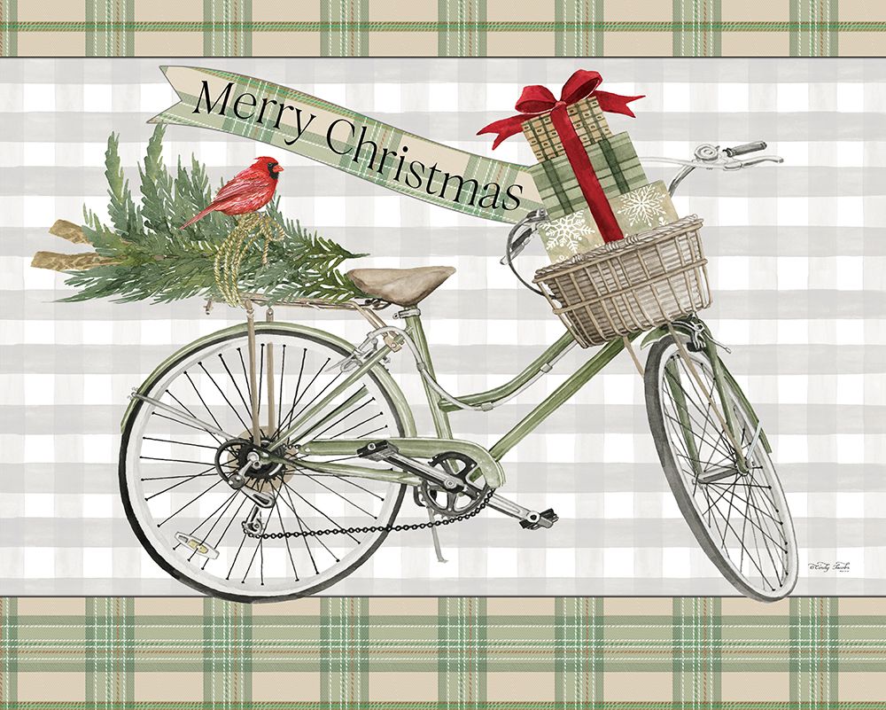 Merry Christmas Bicycle III art print by Cindy Jacobs for $57.95 CAD