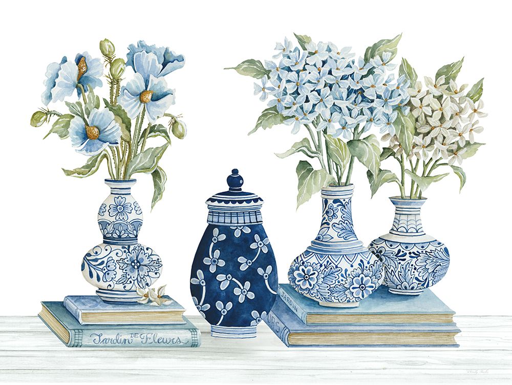 Delft Blue Floral I art print by Cindy Jacobs for $57.95 CAD