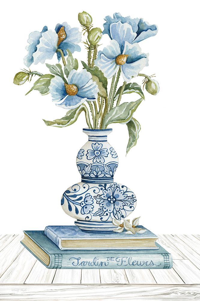 Delft Blue Floral II art print by Cindy Jacobs for $57.95 CAD