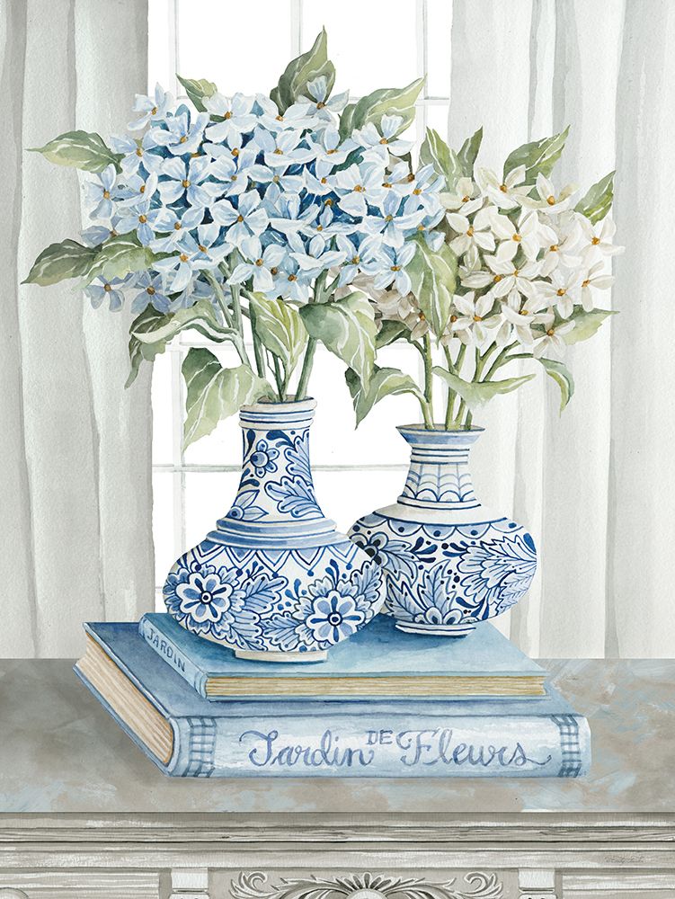Delft Blue Floral III art print by Cindy Jacobs for $57.95 CAD