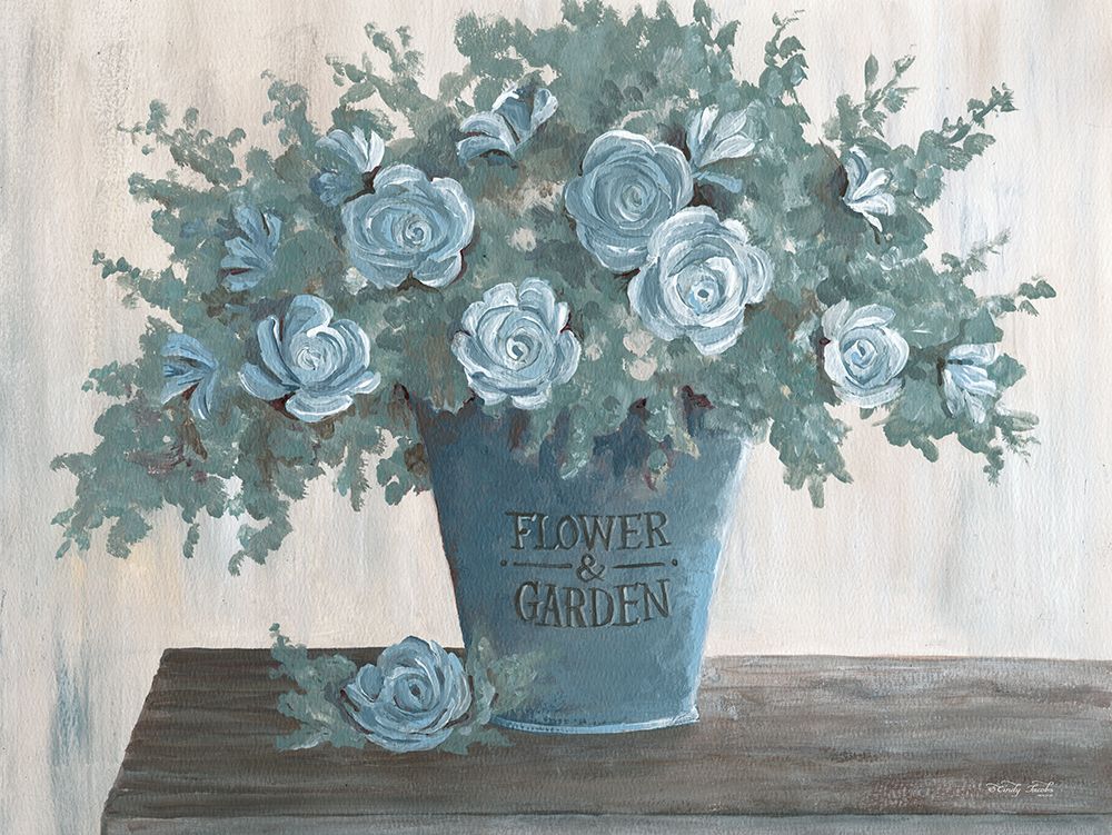 Steel Blue Floral II art print by Cindy Jacobs for $57.95 CAD