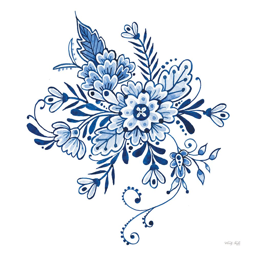Blue And White Flowers art print by Cindy Jacobs for $57.95 CAD