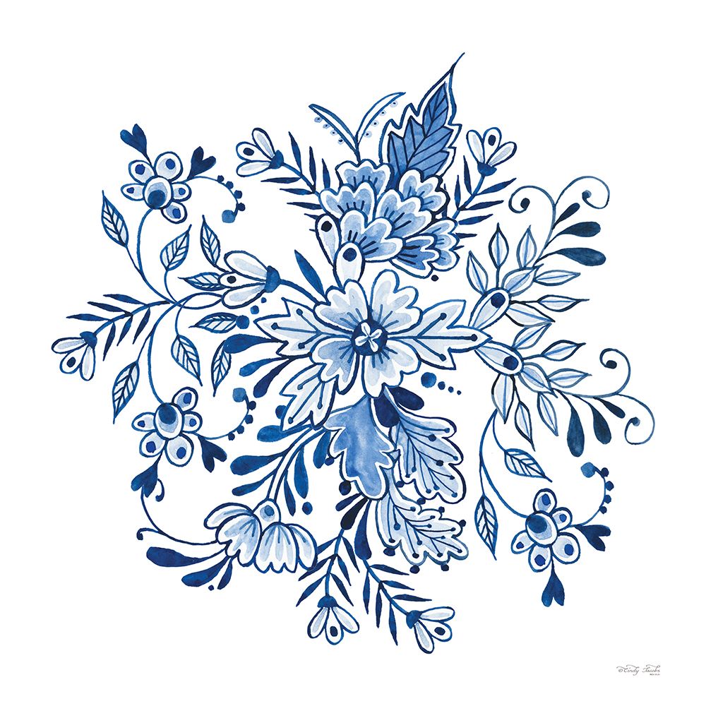 Blue And White Flowers art print by Cindy Jacobs for $57.95 CAD