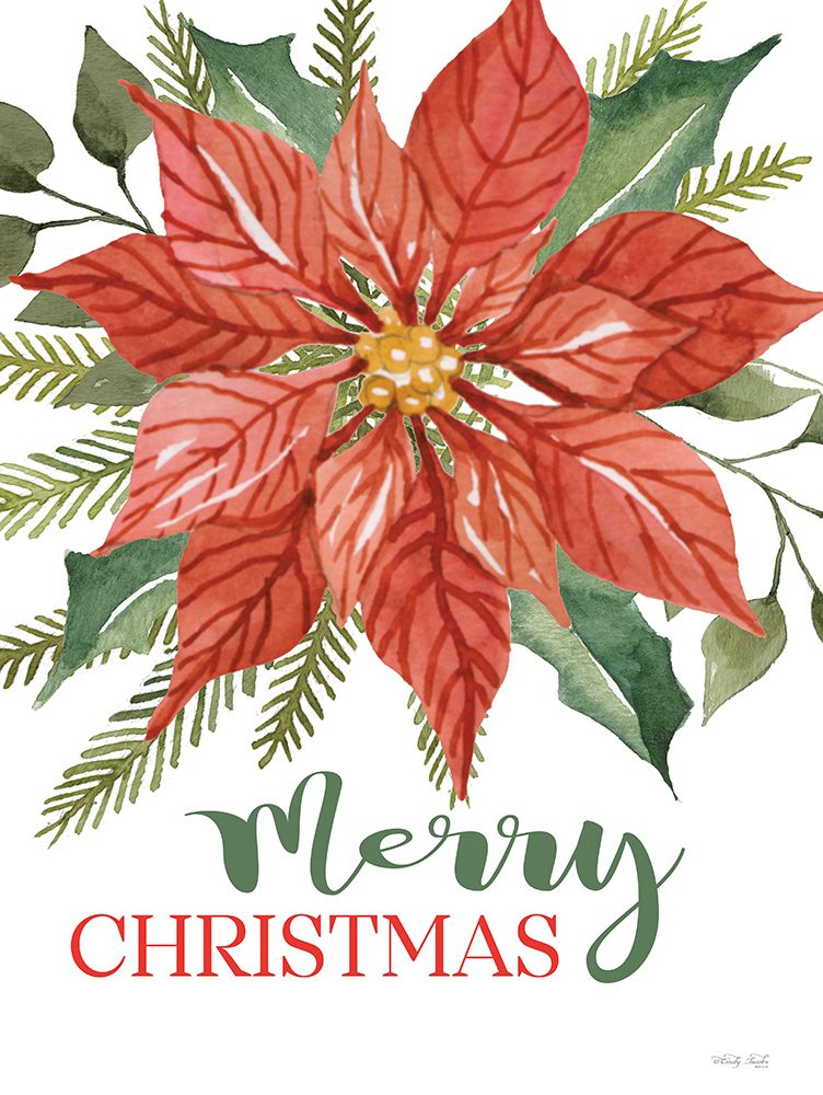 Merry Christmas Poinsettia art print by Cindy Jacobs for $57.95 CAD