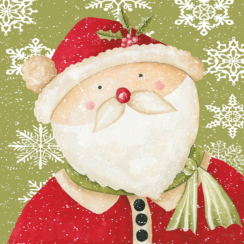 Santa and Snowflakes art print by Cindy Jacobs for $57.95 CAD