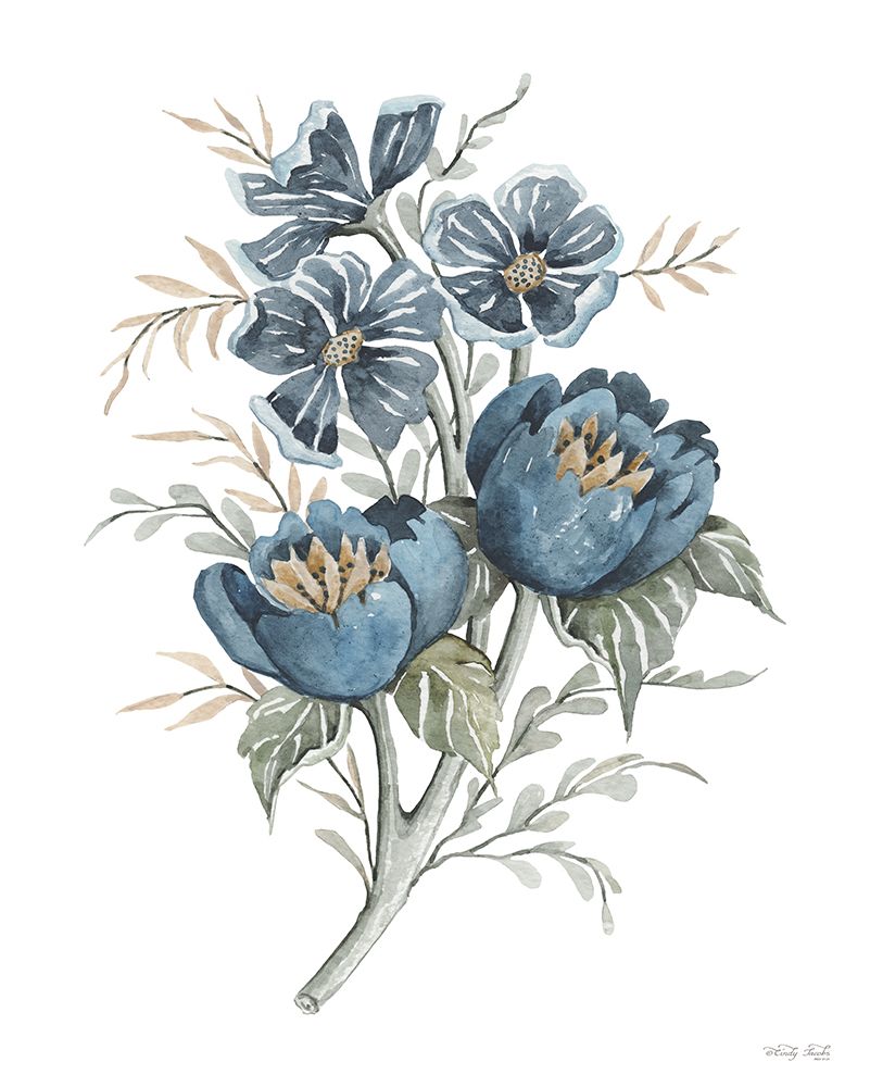Blue Botanical Peonies art print by Cindy Jacobs for $57.95 CAD