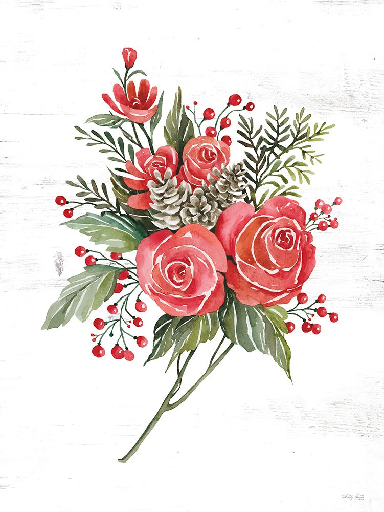Rose Christmas Botanical art print by Cindy Jacobs for $57.95 CAD