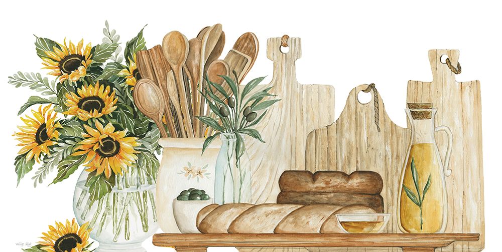 Tuscan Bread Board with Sunflowers art print by Cindy Jacobs for $57.95 CAD