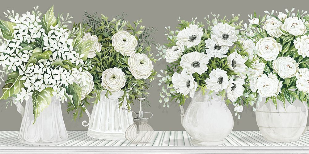 White Blooms in a Row art print by Cindy Jacobs for $57.95 CAD