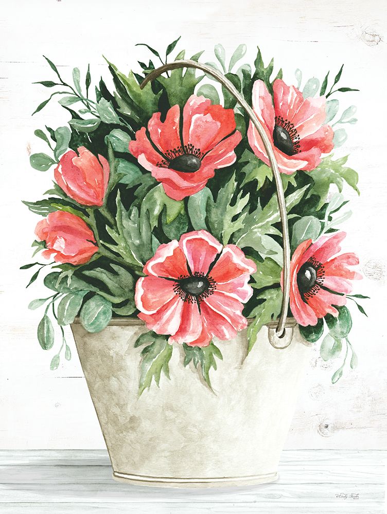 Pail of Poppies art print by Cindy Jacobs for $57.95 CAD