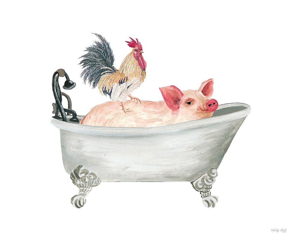 Farm Bath Tub Friends I art print by Cindy Jacobs for $57.95 CAD