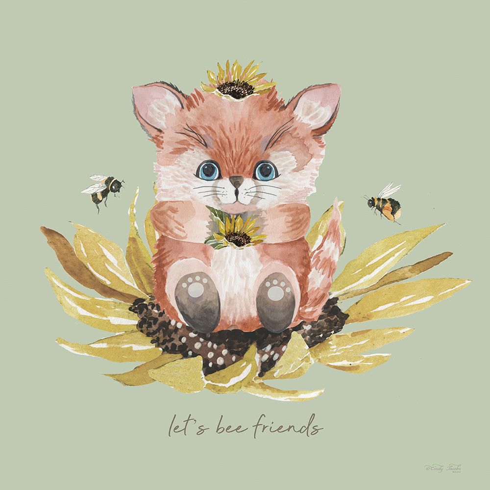 Baby Fox - Lets Bee Friends art print by Cindy Jacobs for $57.95 CAD