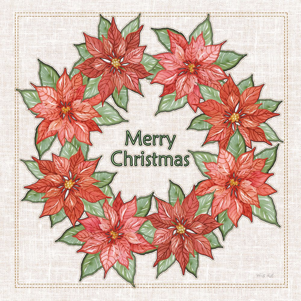 Embroidered Poinsettias art print by Cindy Jacobs for $57.95 CAD