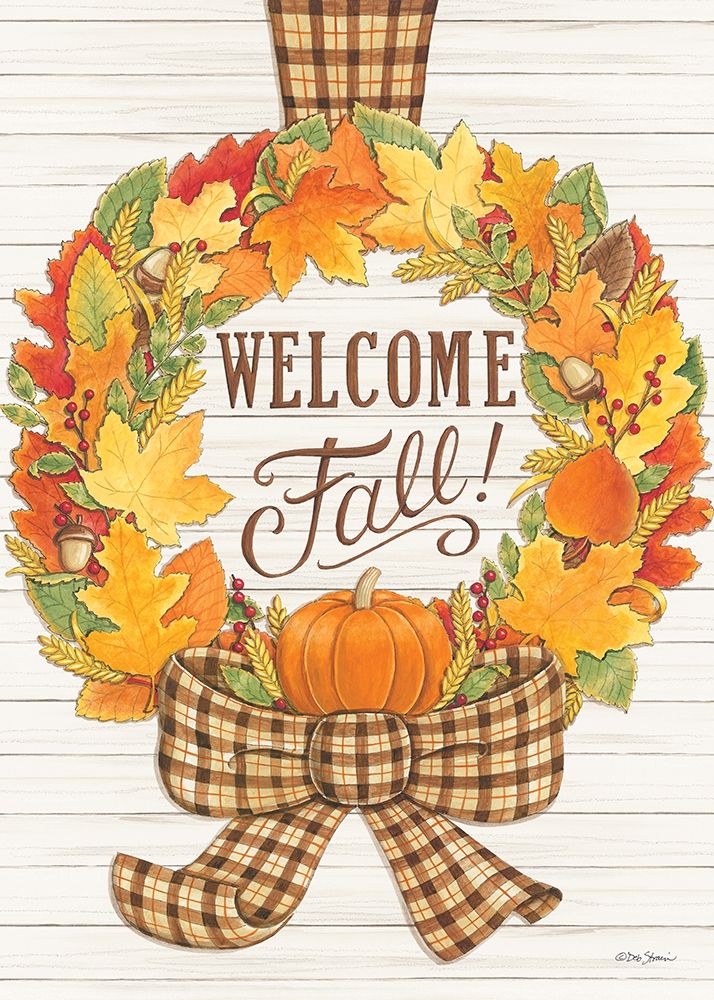 Welcome Fall Wreath art print by Deb Strain for $57.95 CAD