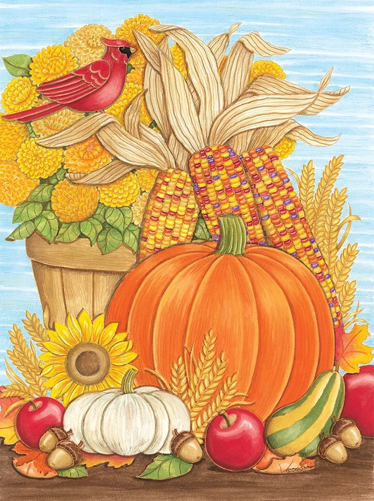 Fall Pumpkin And Cardinal art print by Deb Strain for $57.95 CAD