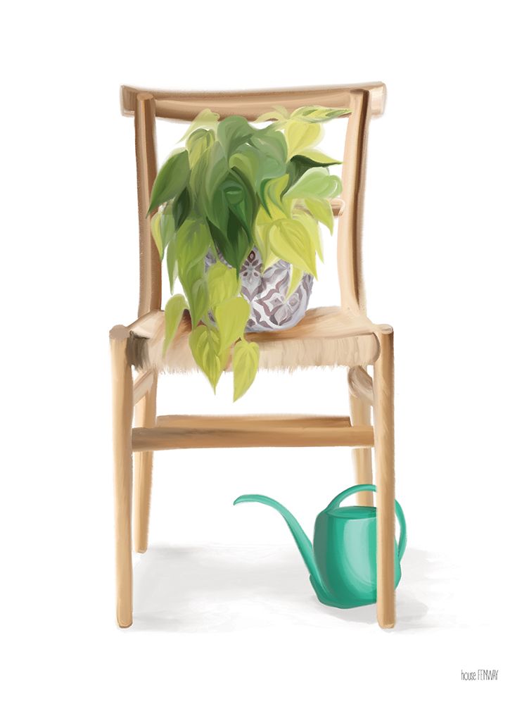 Plant Lover Wicker Chair art print by House Fenway for $57.95 CAD