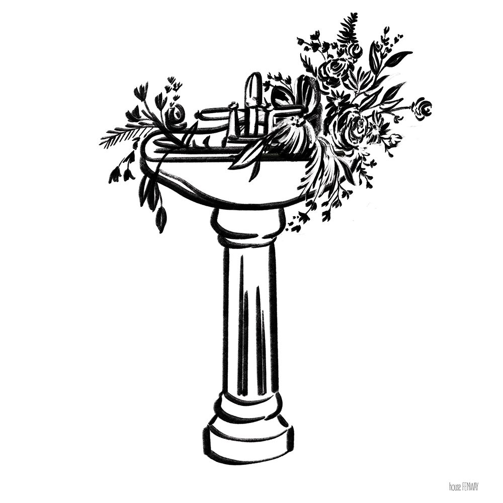 Vintage Floral Sink art print by House Fenway for $57.95 CAD