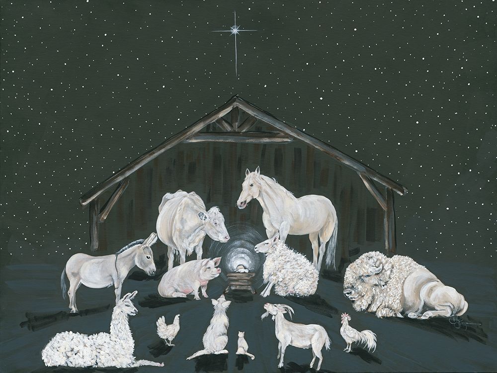 Animal Nativity Scene art print by Hollihocks Art for $57.95 CAD