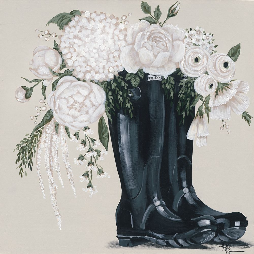 Flowers and Black Boots art print by Hollihocks Art for $57.95 CAD