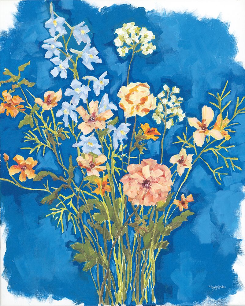 Flowers on Blue art print by Jennifer Holden for $57.95 CAD