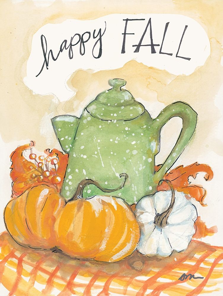 Happy Fall Coffee Pot art print by Jessica Mingo for $57.95 CAD