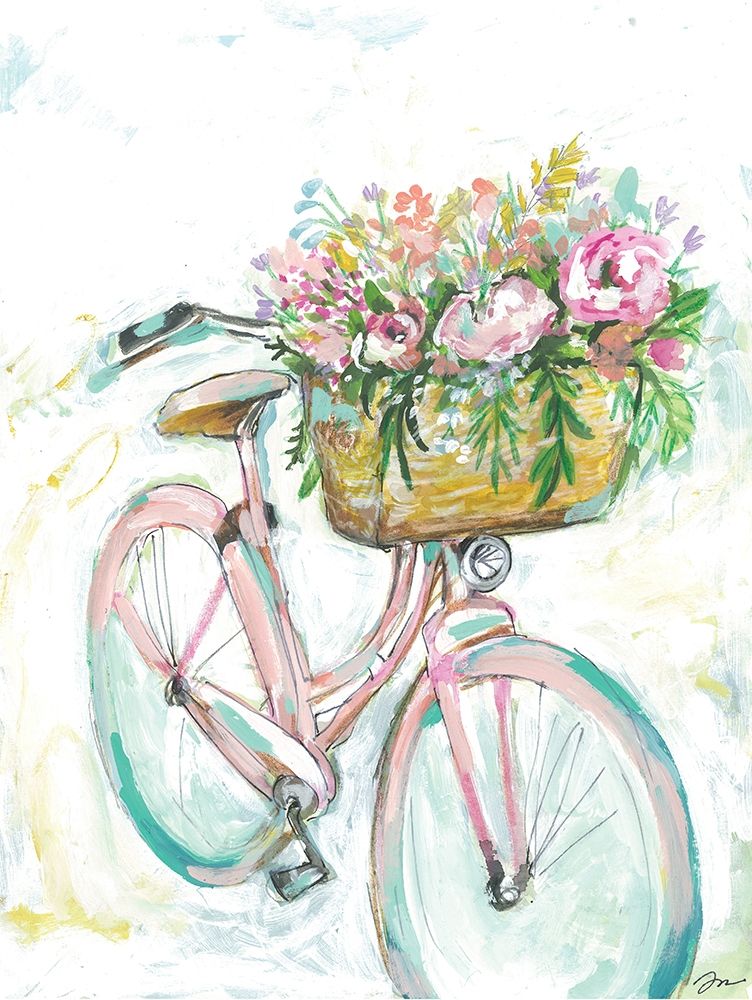Bicycle with Flower Basket art print by Jessica Mingo for $57.95 CAD