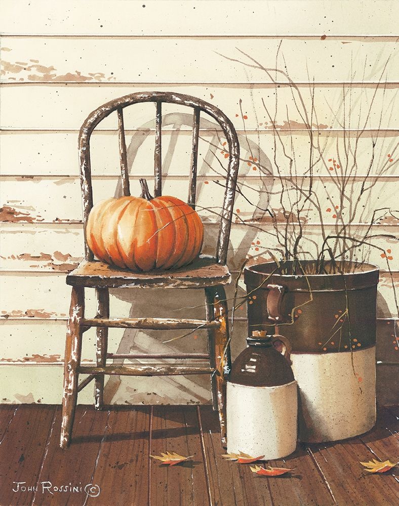 Pumpkin and Chair art print by John Rossini for $57.95 CAD