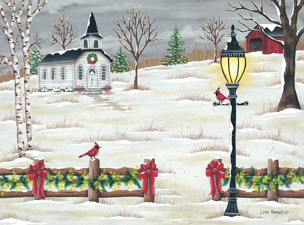 Christmas Lamppost art print by Lisa Kennedy for $57.95 CAD