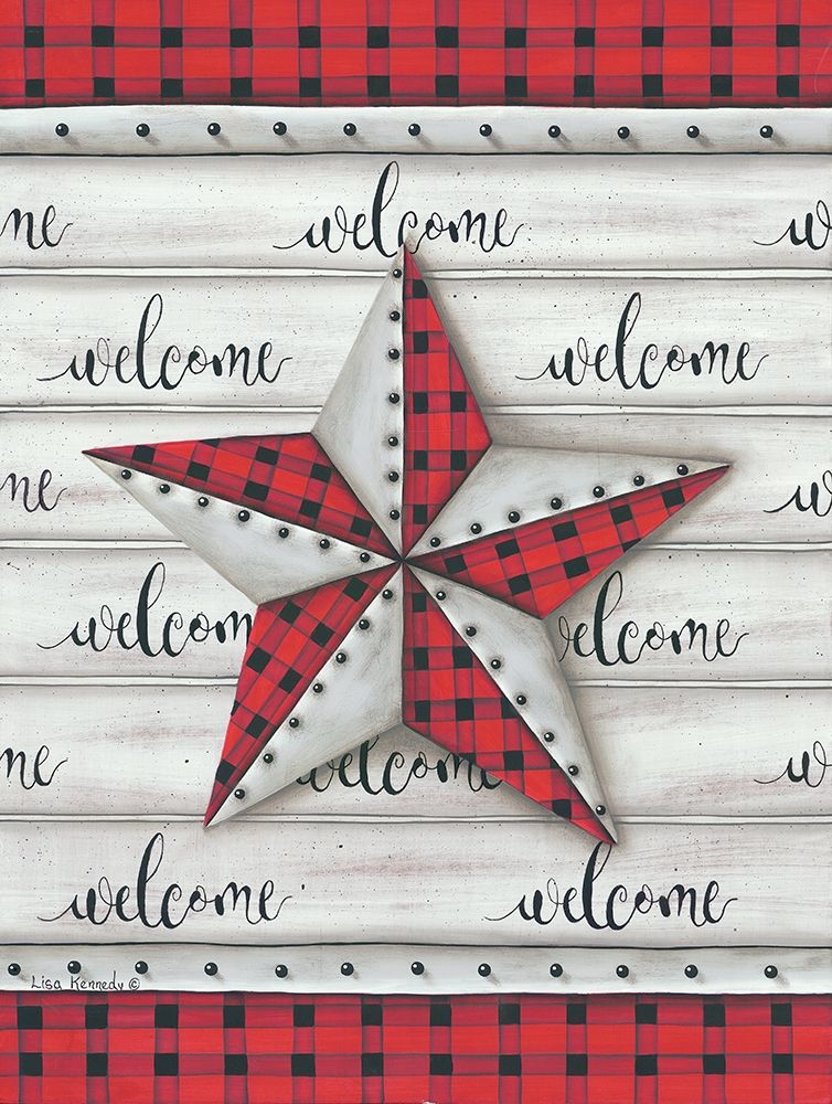 Plaid Welcome Barnstar art print by Lisa Kennedy for $57.95 CAD