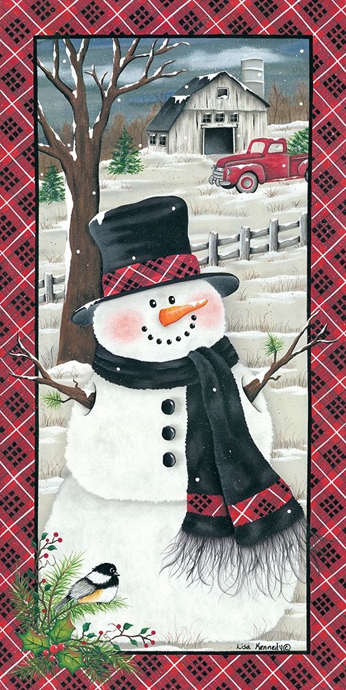 Farmhouse Snowman art print by Lisa Kennedy for $57.95 CAD