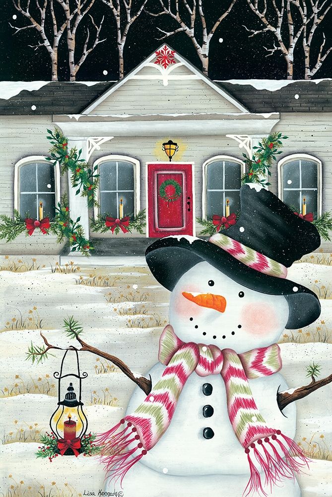 Front Porch And Snowman art print by Lisa Kennedy for $57.95 CAD