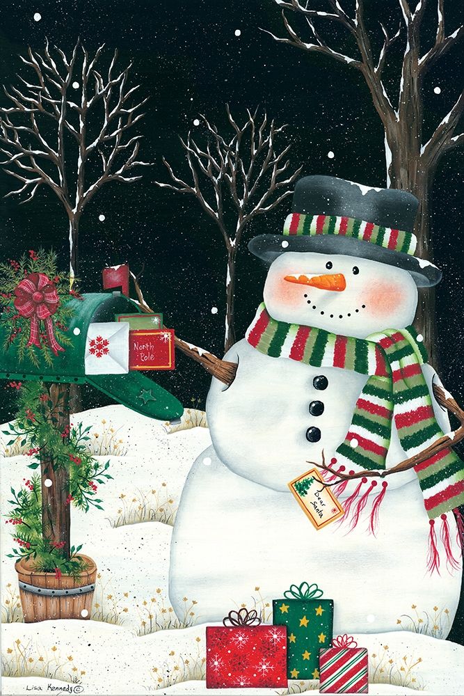 Mailbox And Snowman art print by Lisa Kennedy for $57.95 CAD