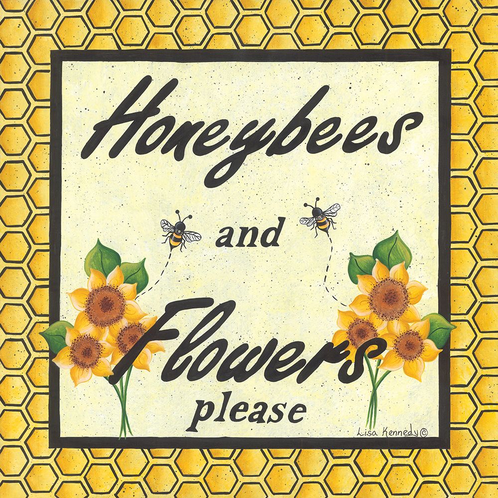 Honeybees And Flowers art print by Lisa Kennedy for $57.95 CAD