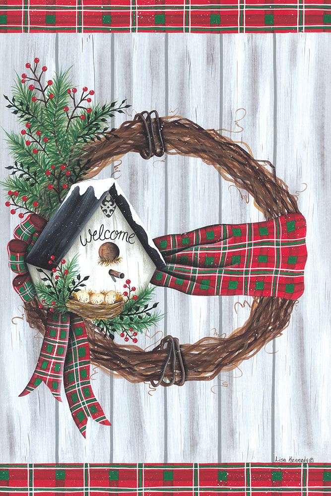 Birdhouse Wreath art print by Lisa Kennedy for $57.95 CAD