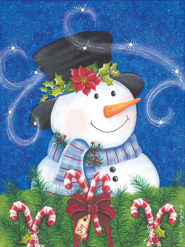 Snowman And Candy Canes art print by Lisa Kennedy for $57.95 CAD